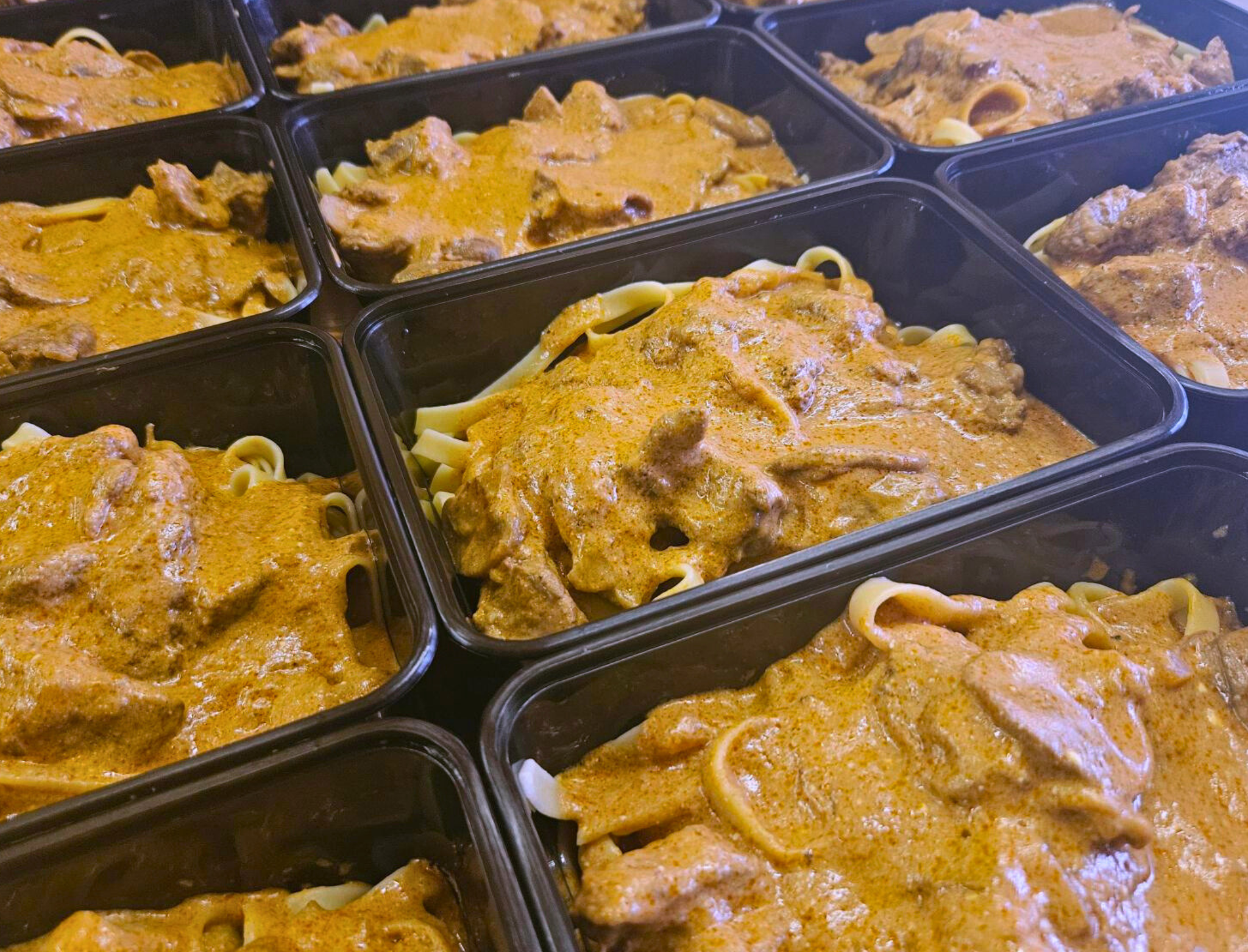 Beef Stroganoff served with Fettucine
