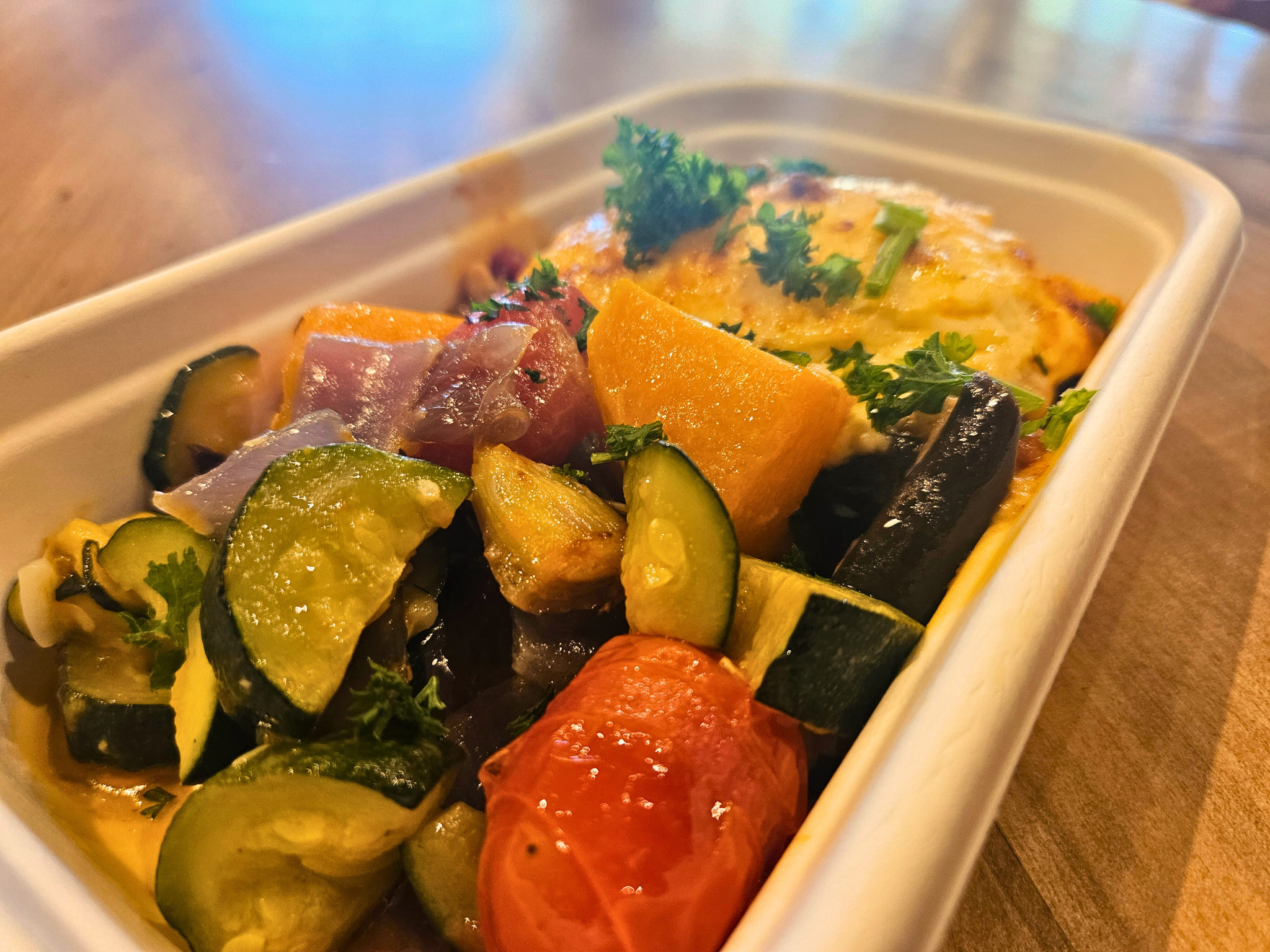 Lamb Moussaka with a Medley of Mediterranean Vegetables