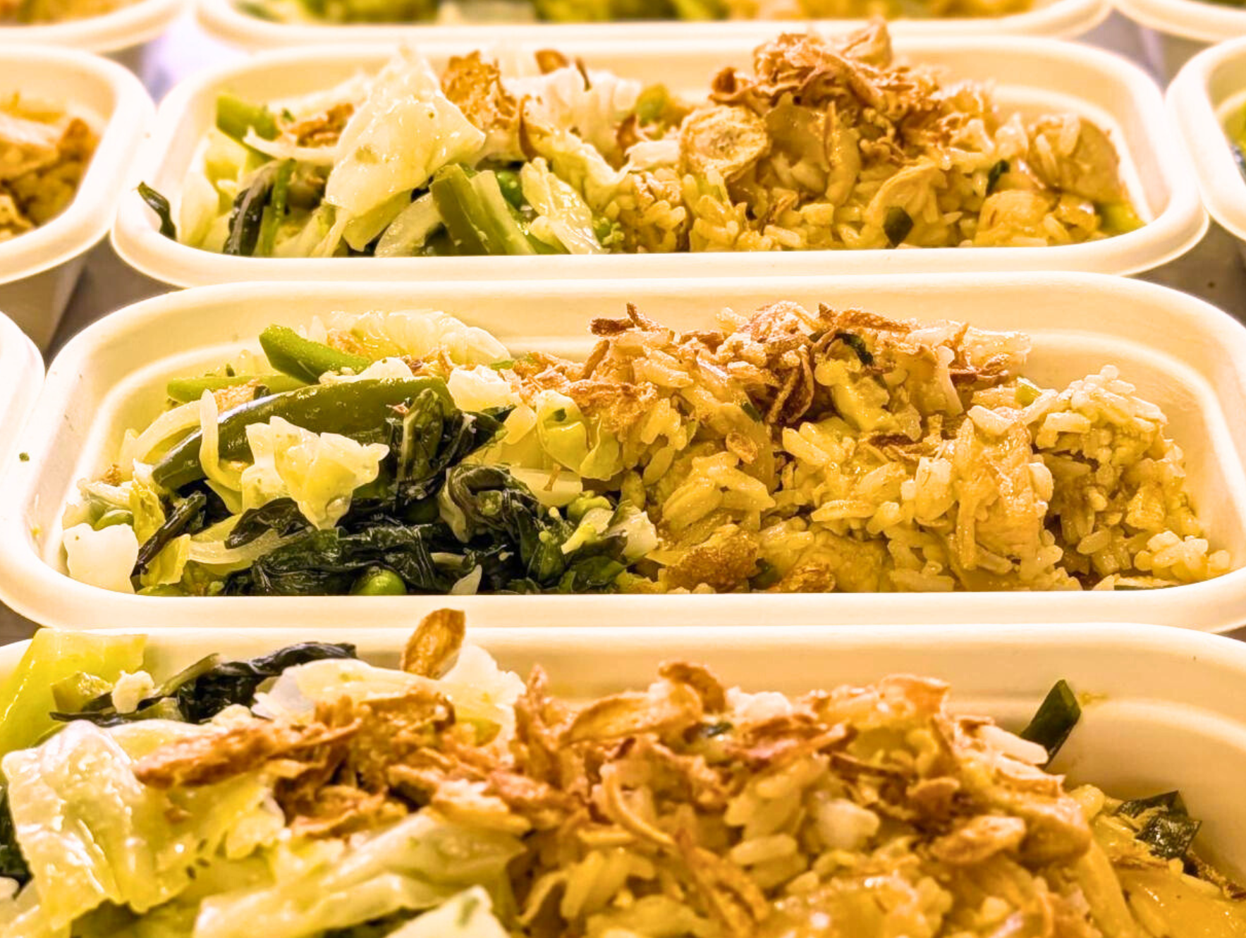 Nasi Goreng with chicken and wilted greens